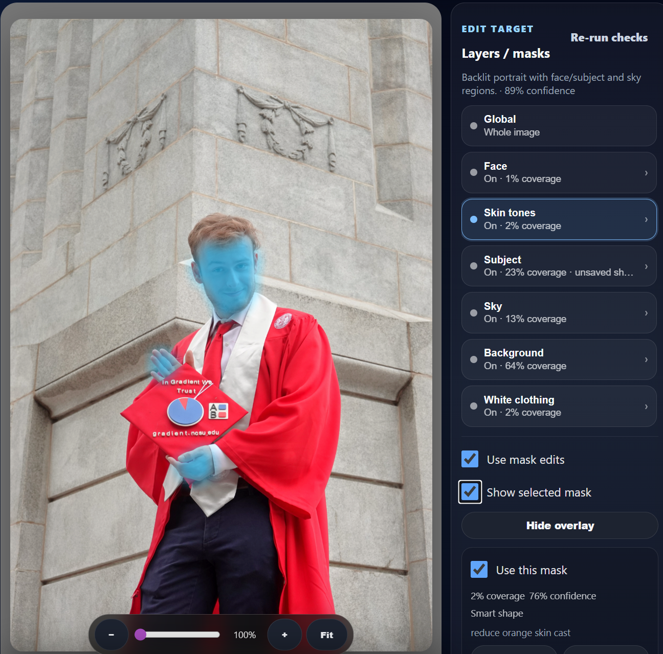Skin tone detection preview in ShutterColor